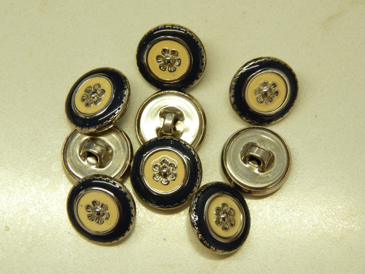 Navy, Cream, and Silver Flower Buttons