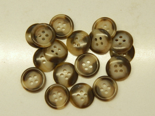 Brown and Cream Tortoiseshell Buttons - 5/8"