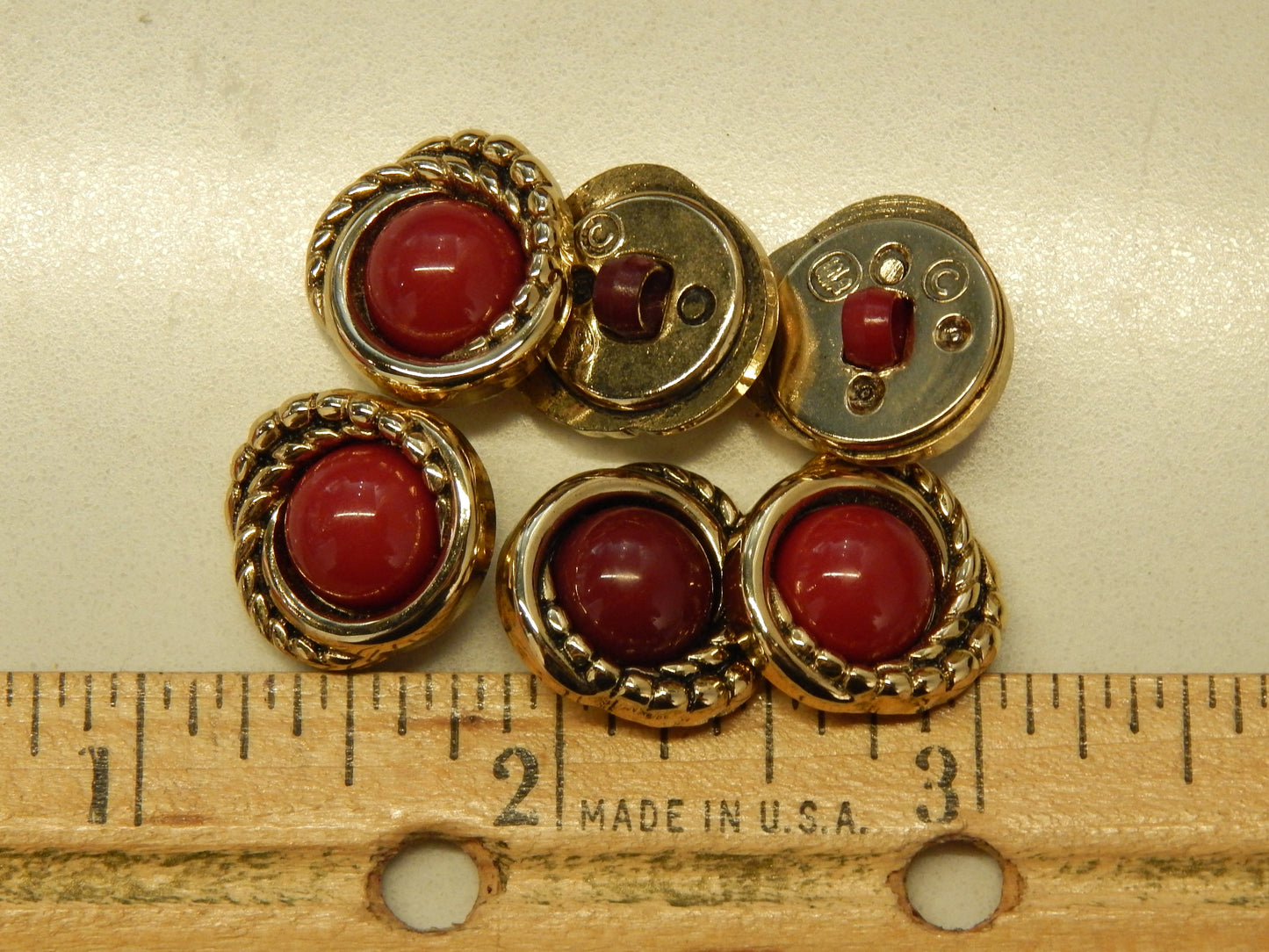 Maroon and Gold Nest Buttons - 3/4"