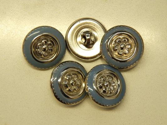 Baby Blue and Silver Flower Buttons