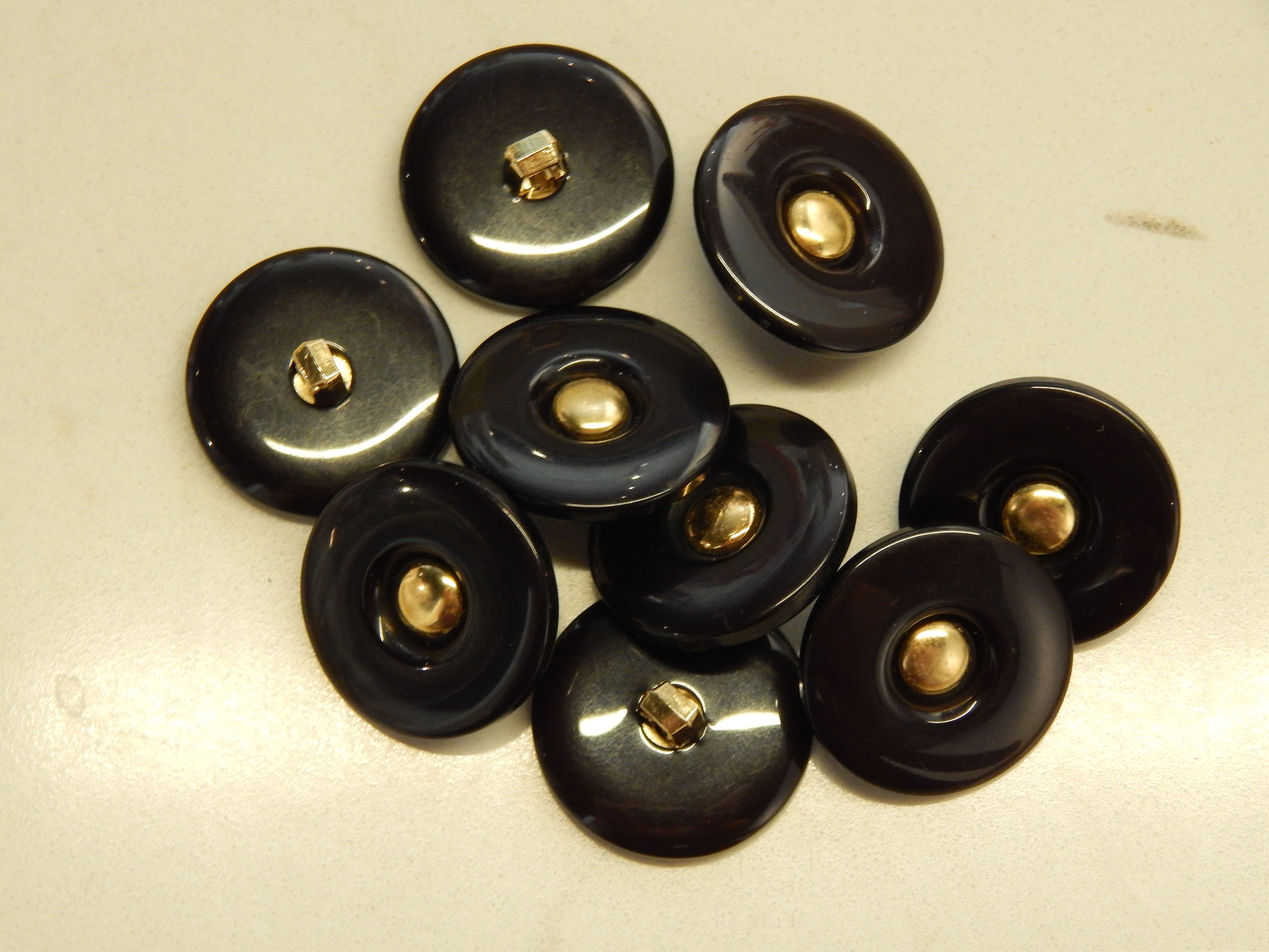 Button Fabric Rivet Black and Gold Rivet Buttons - 7/8