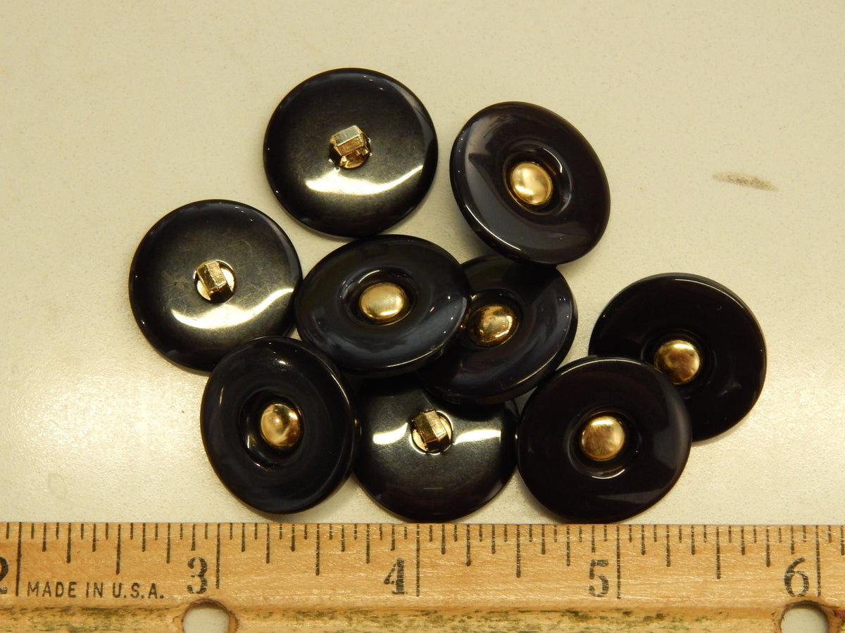 Button Fabric Rivet Black and Gold Rivet Buttons - 7/8