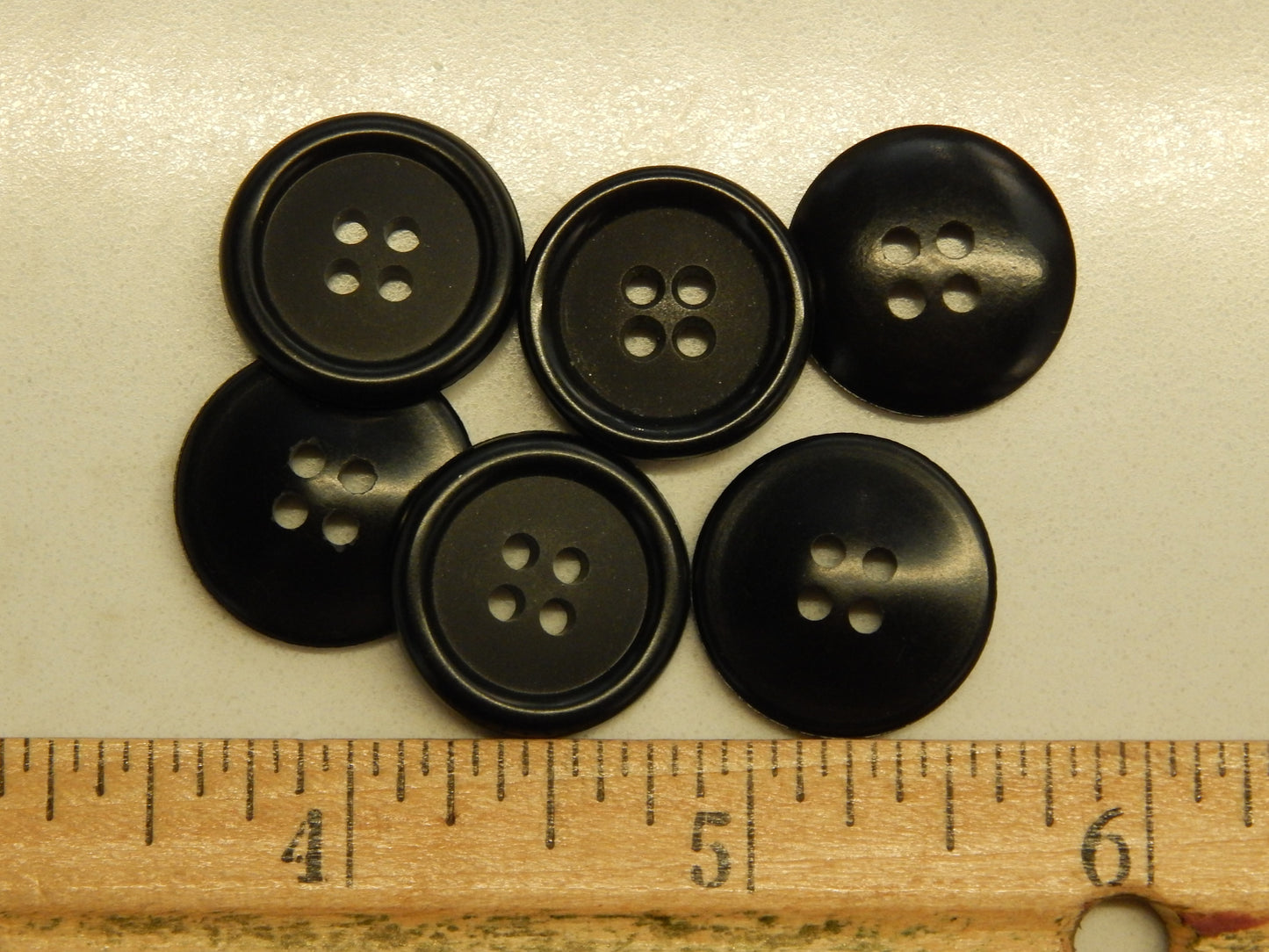 Black Beveled 4-Hole Buttons - 7/8"