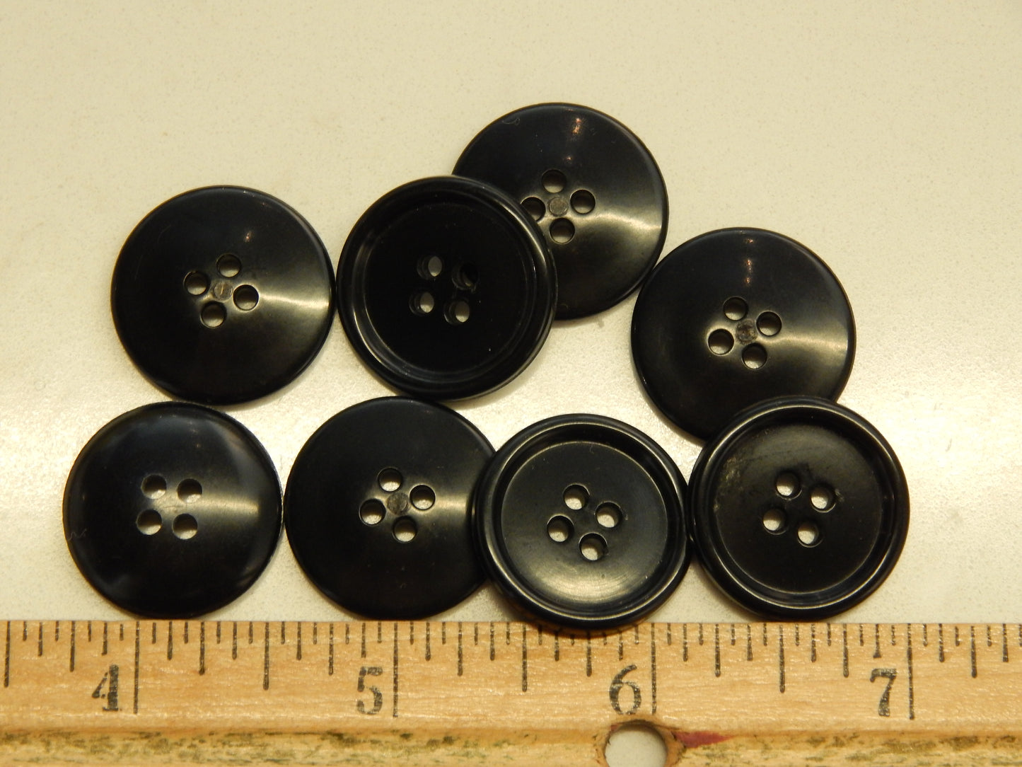 Black Beveled 4-Hole Buttons - 3/4"