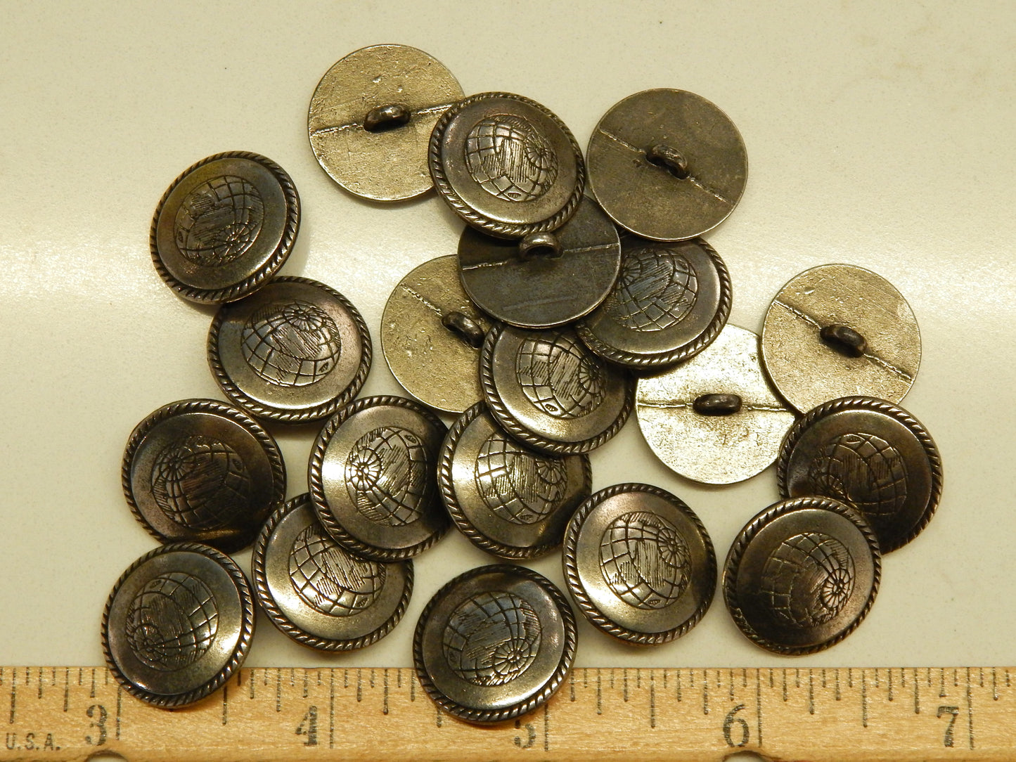 Silver World Globe Buttons