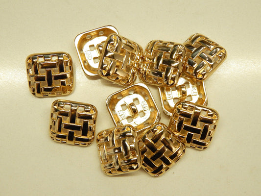 Gold Woven Square Buttons - Dill - 7/8"