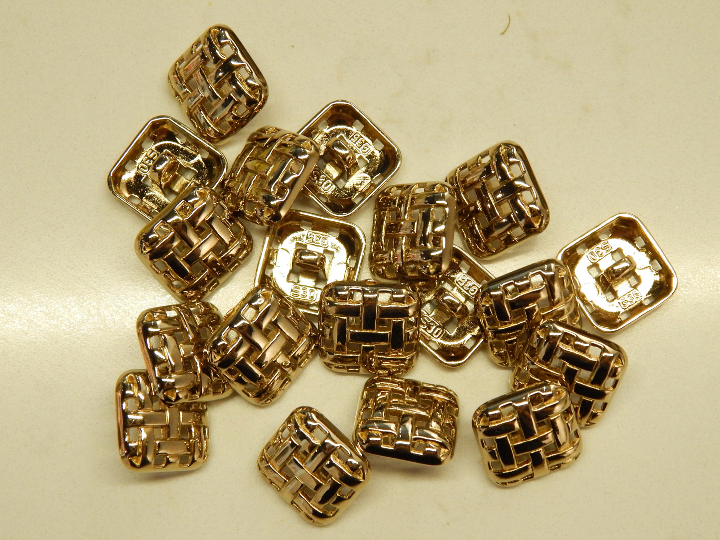 Gold Woven Square Buttons - Dill - 5/8"