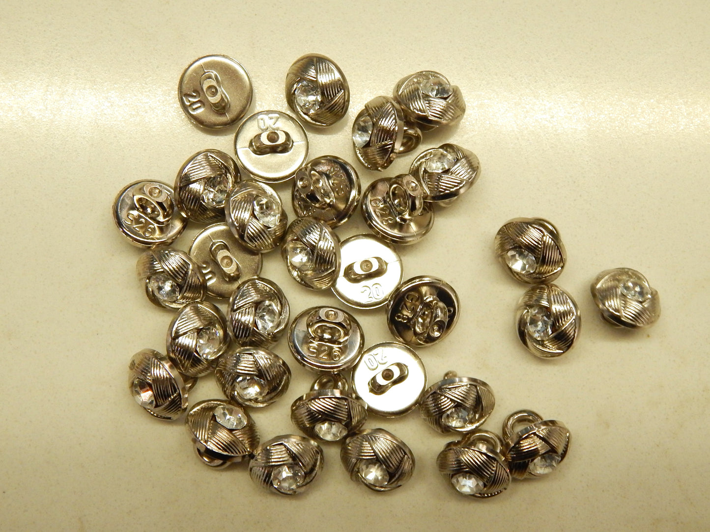 Silver Rhinestone Shank Buttons - Dill