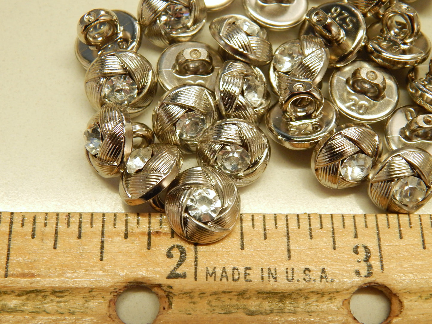 Silver Rhinestone Shank Buttons - 3/8