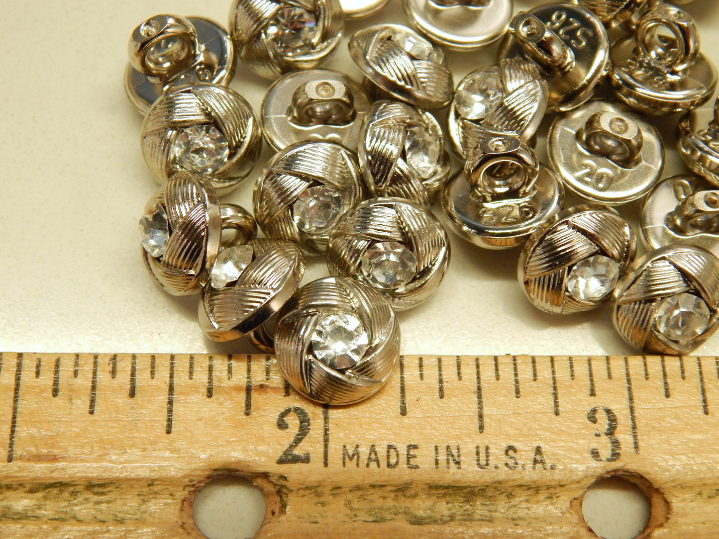 Silver Rhinestone Shank Buttons - Dill