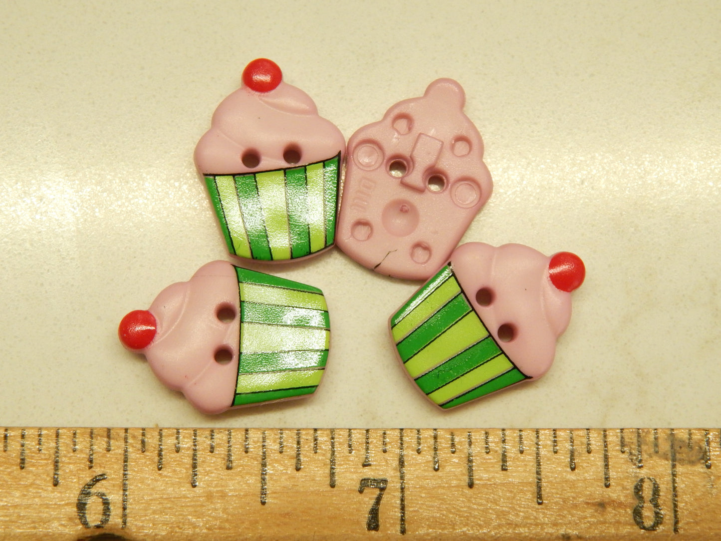 Strawberry Pink Cupcake Buttons - Dill