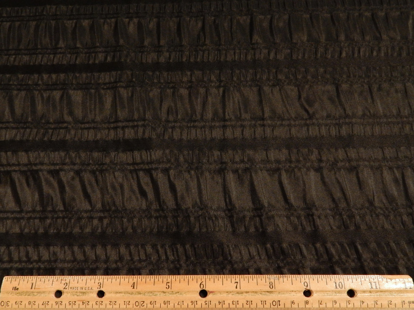 Italian Pleated Black Silk Taffeta