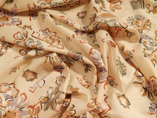 Earthen Flowers Japanese Poly Sateen