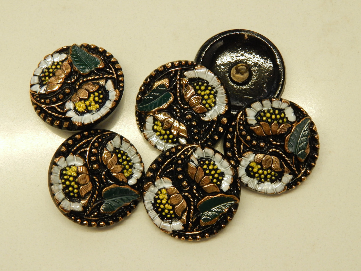 Hand Painted Midnight Garden Glass Buttons