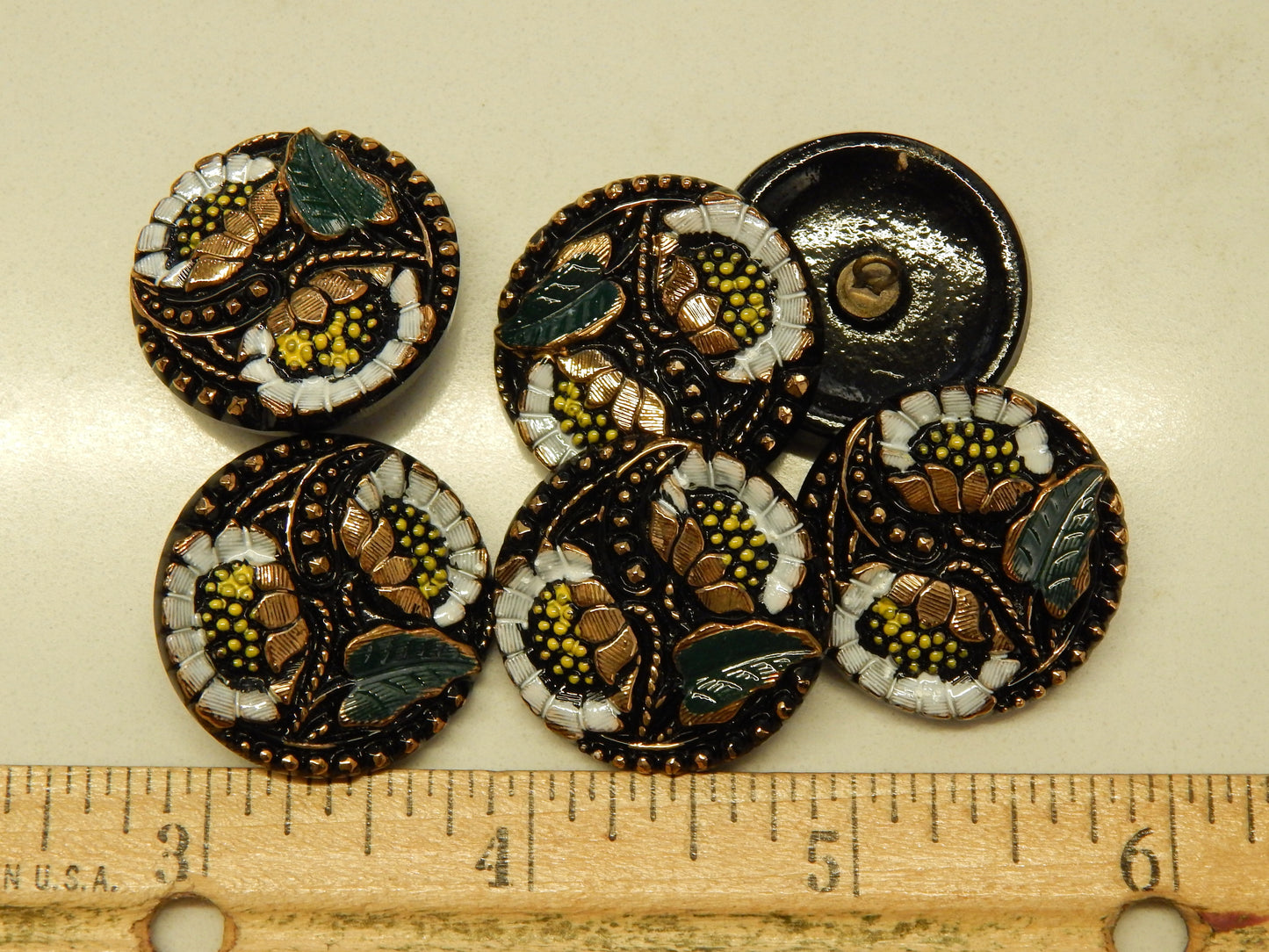 Hand Painted Midnight Garden Glass Buttons