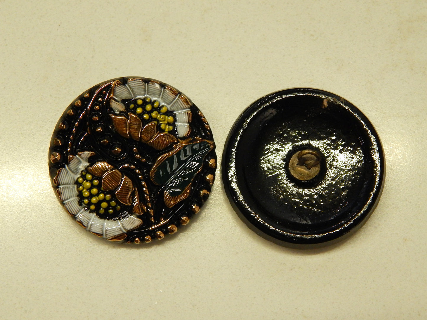 Hand Painted Midnight Garden Glass Buttons