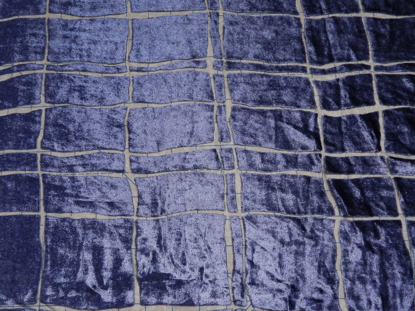 Midnight Blue Squares Velvet Burnout