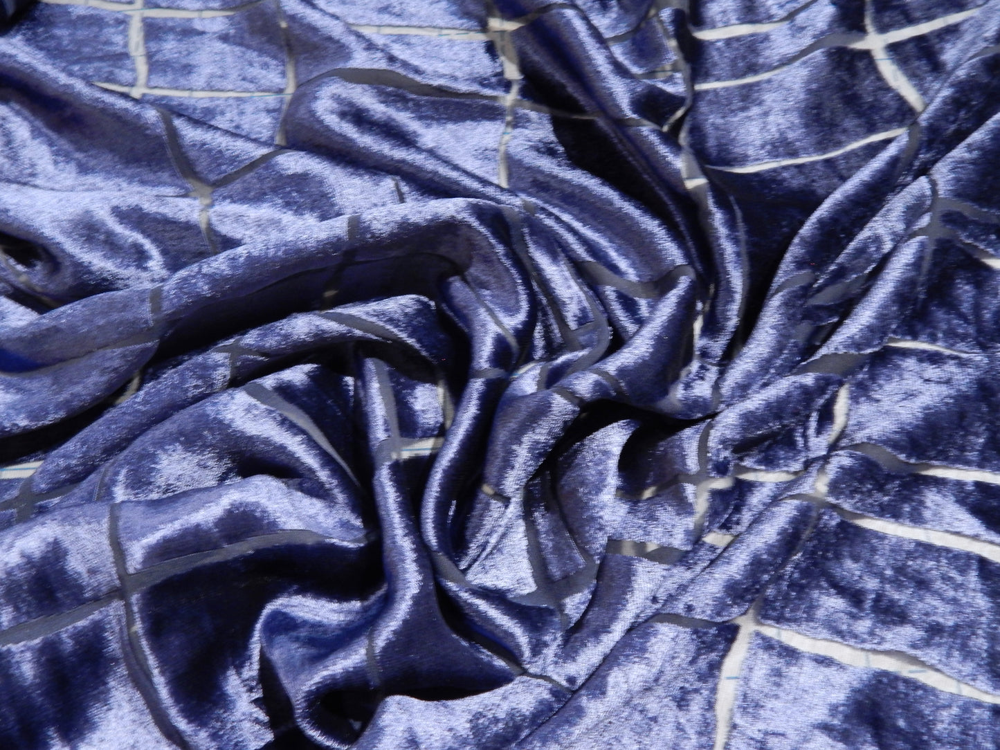 Midnight Blue Squares Velvet Burnout