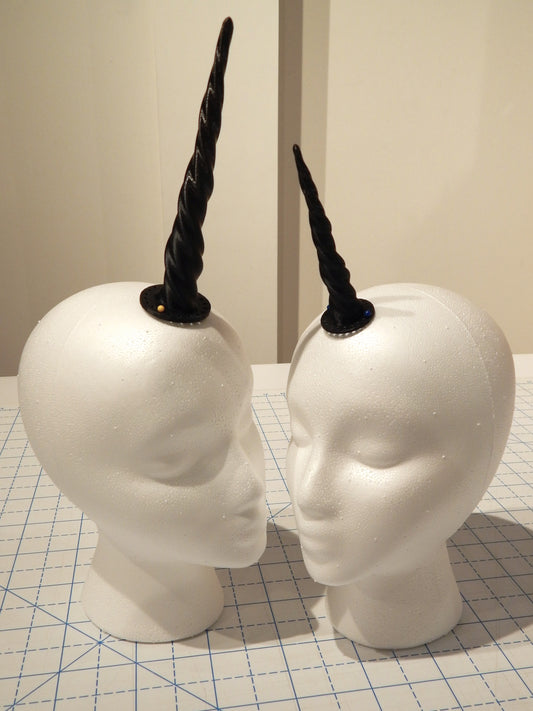 Sleek Black Unicorn Horns - Sew On!