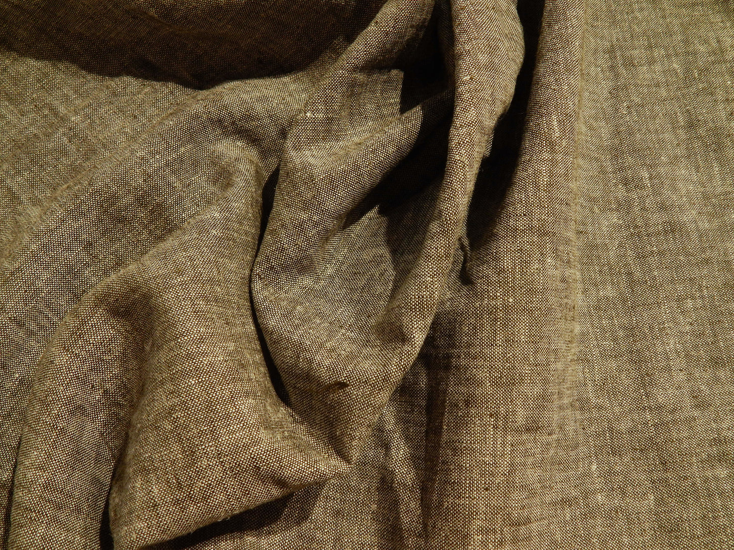 olive green variegated linen fabric