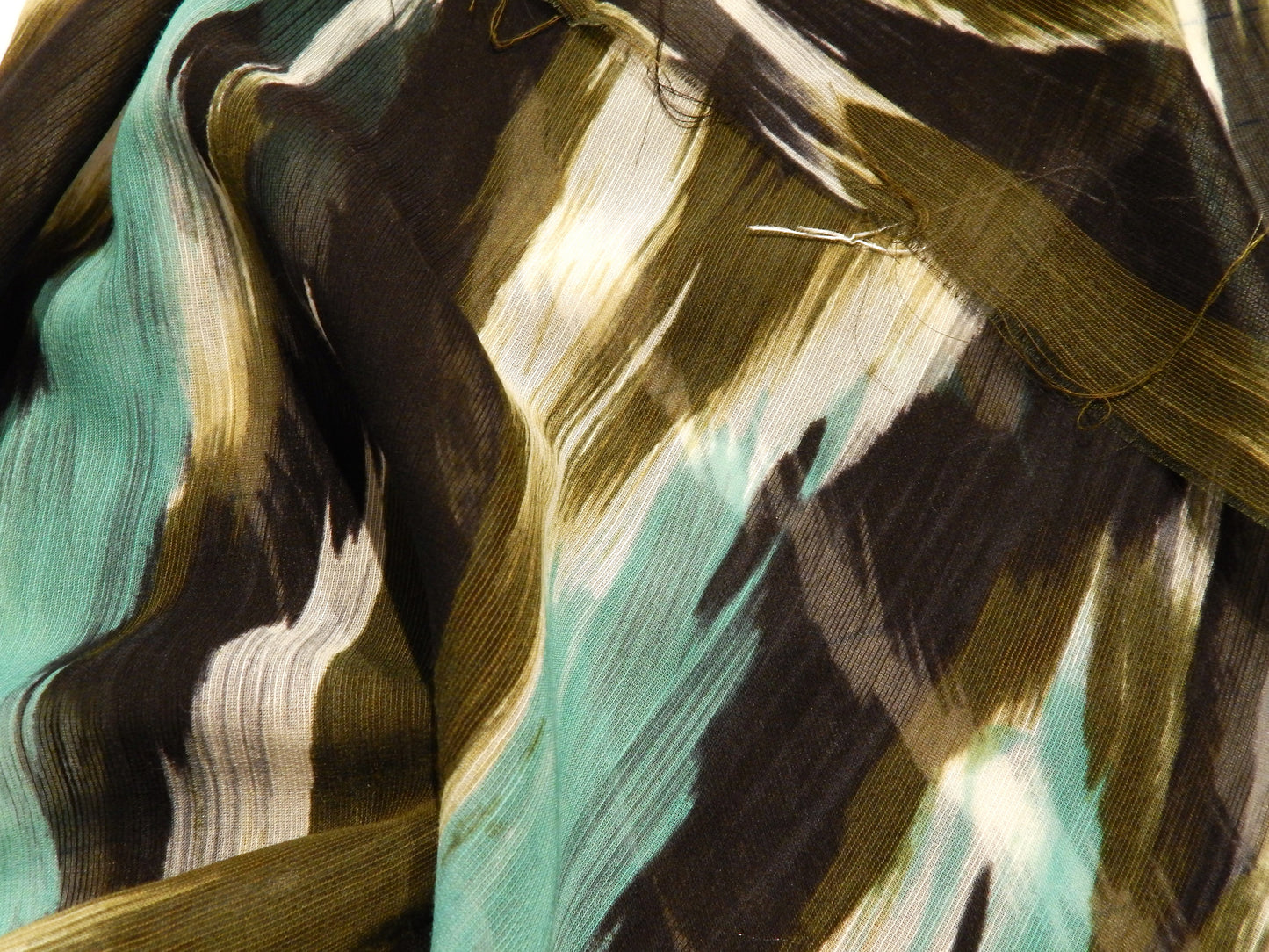 Black and Turquoise Ikat Silk Chiffon