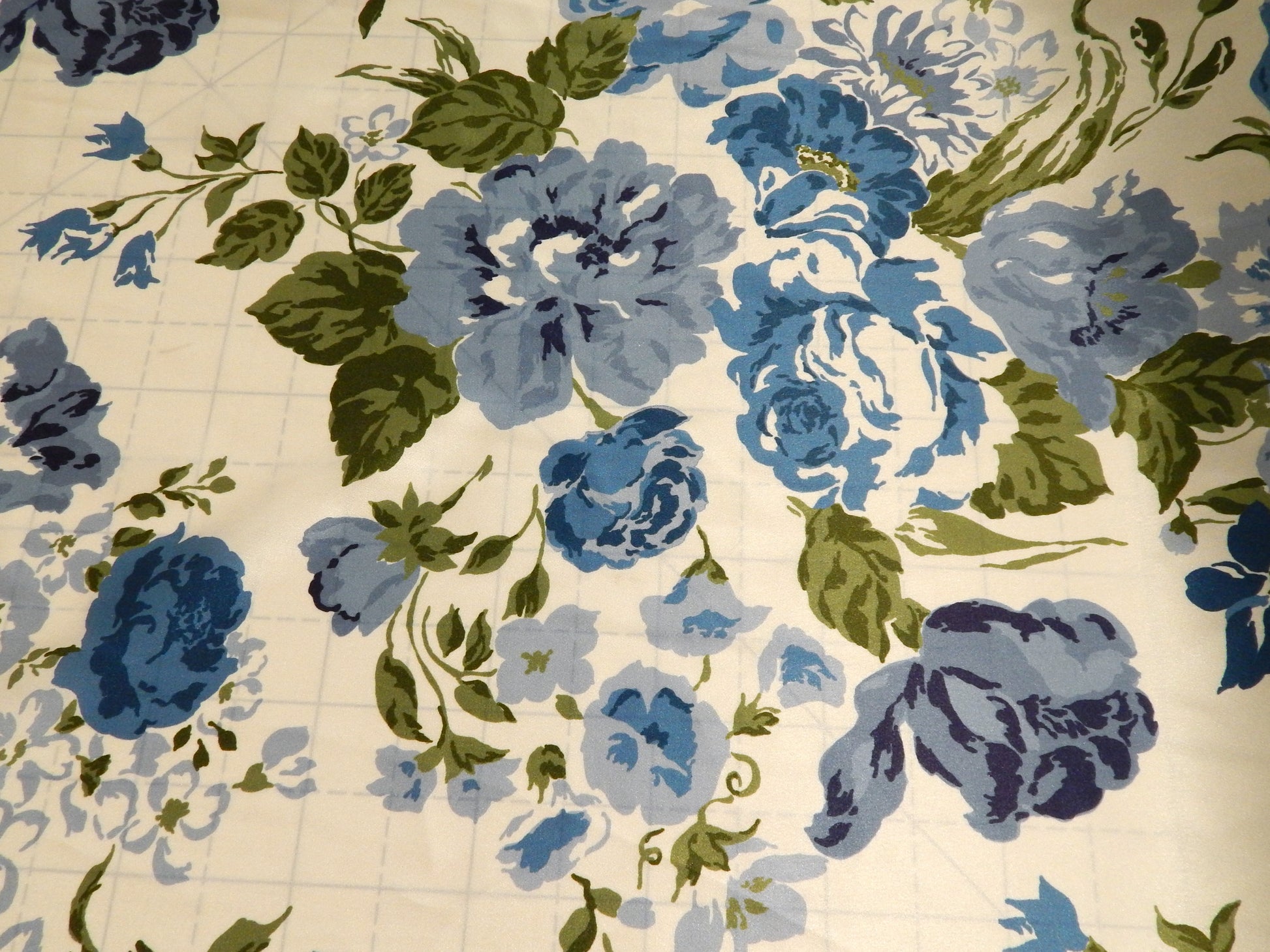 french blue roses silk fabric