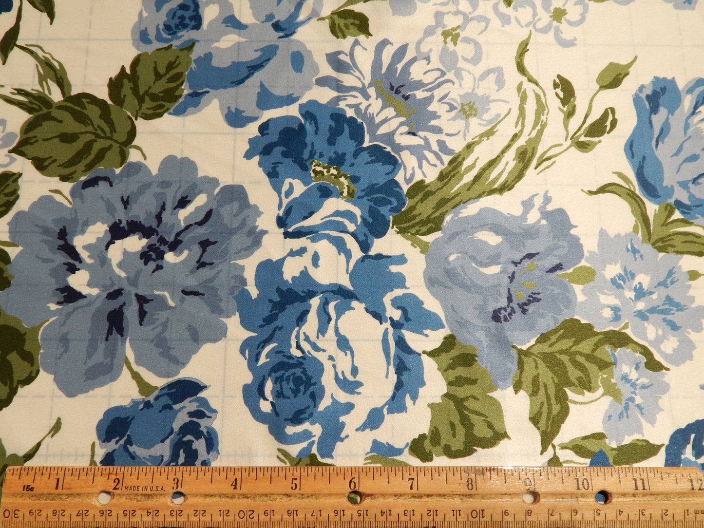 blue and green floral silk fabric