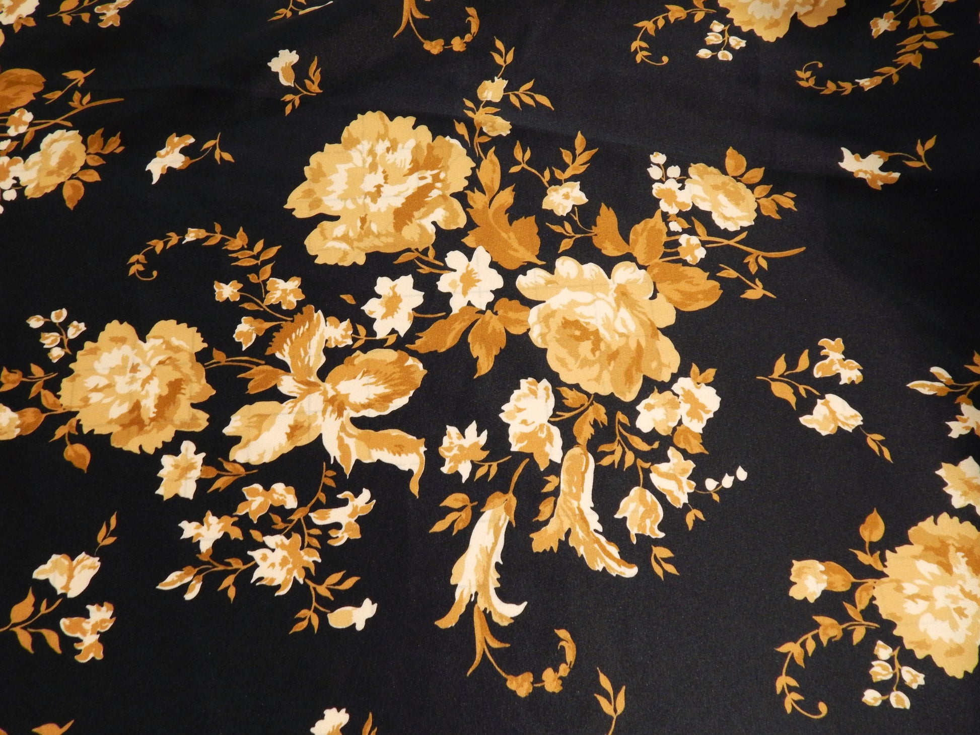 gold roses floral silk fabric