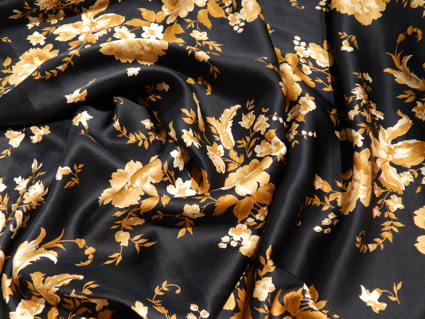 gold flowers silk charmeuse