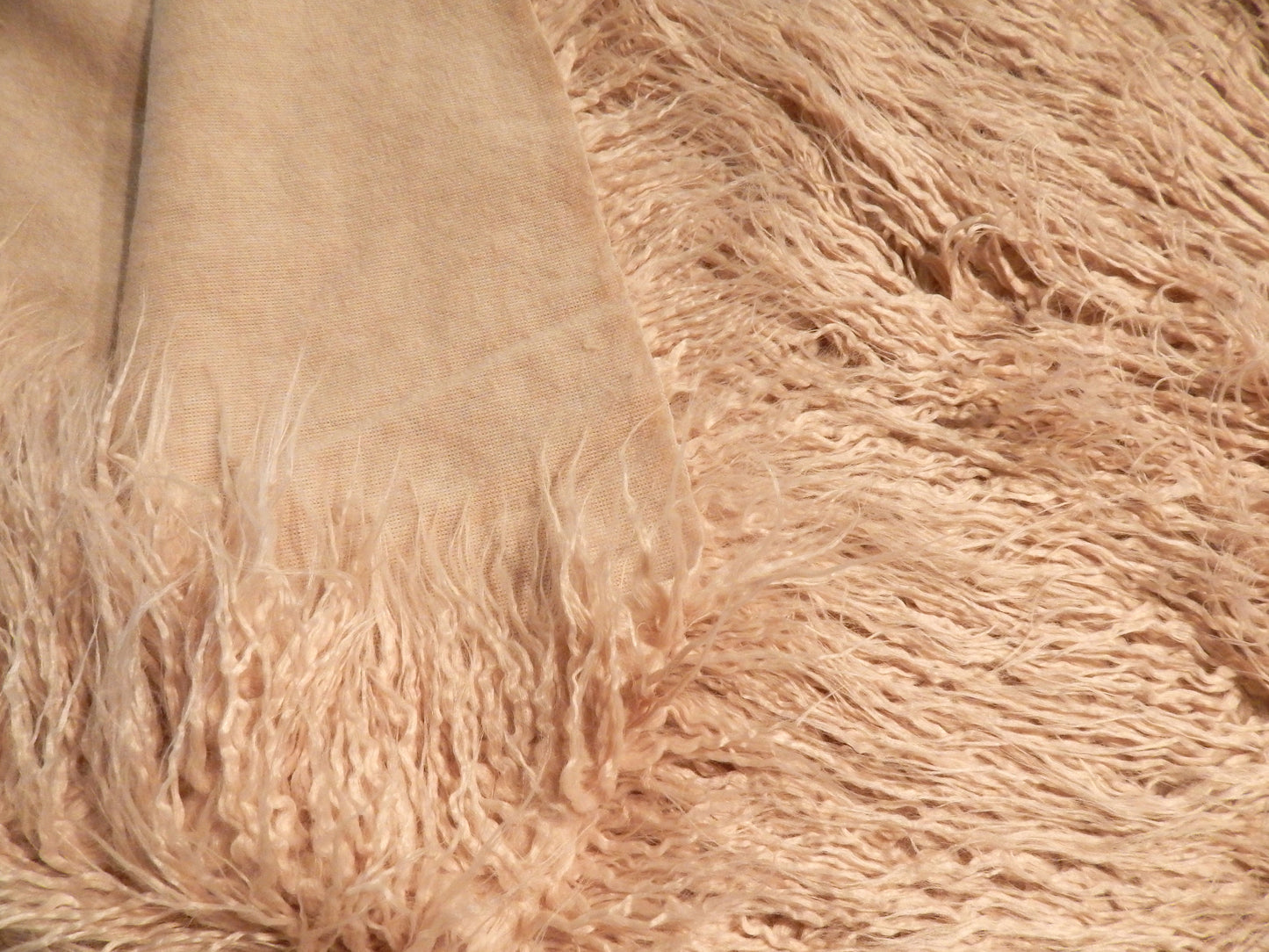 faux llama blush pink furry fabric