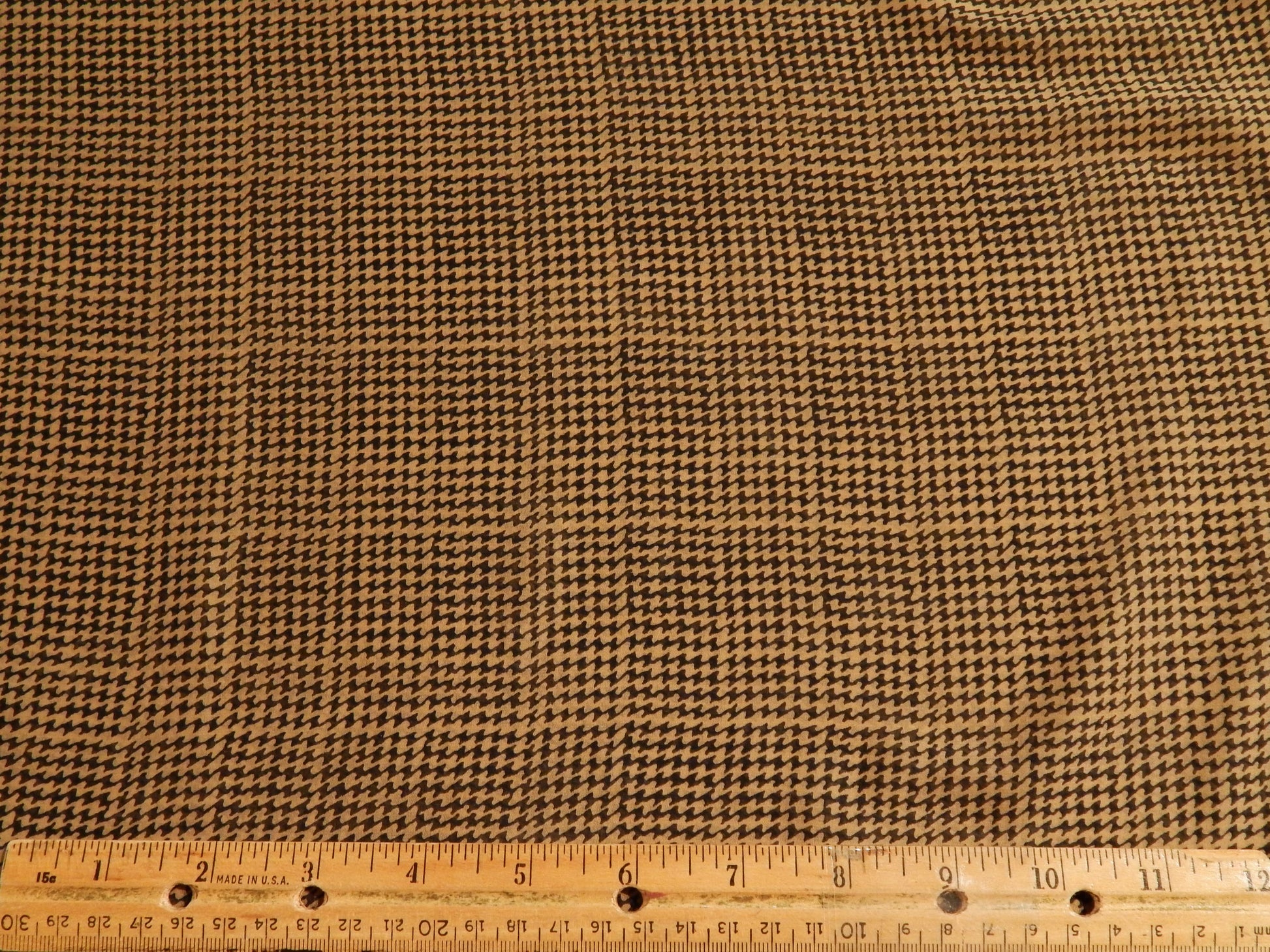 brown and black houndstooth plaid suiting chiffon fabric by the yard