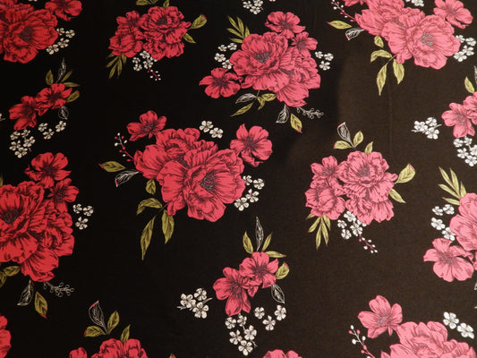 black and pink floral fabric