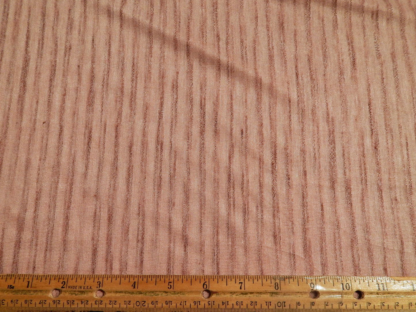 mauve striped deadstock cotton knit fabric by the half yard