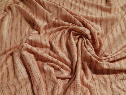 Mauve striped cotton jersey knit fabric