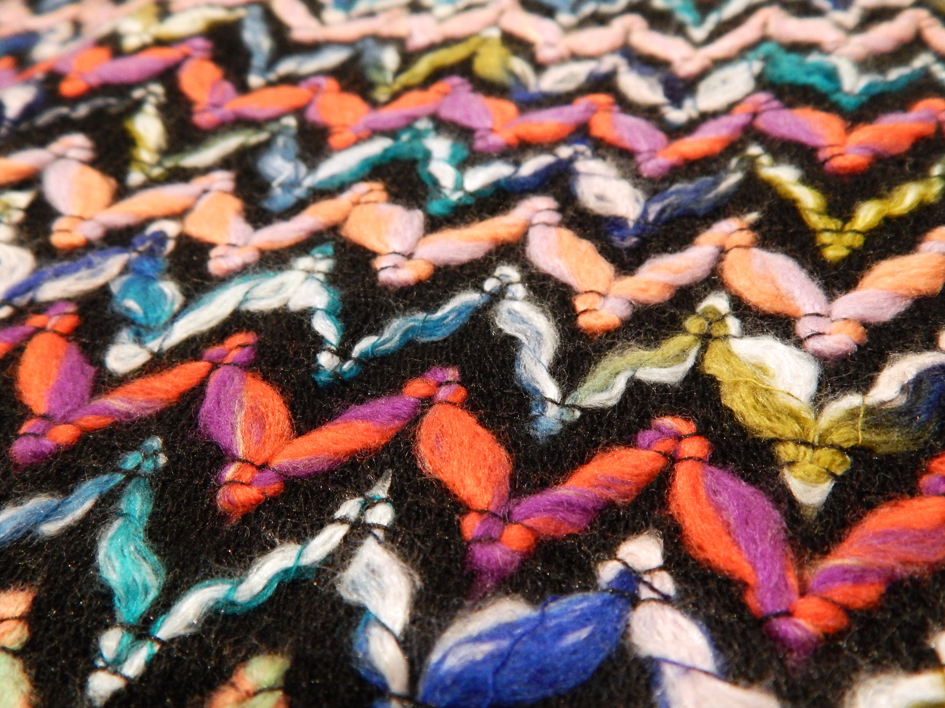 rainbow colored chevron zig zag sweater knit fabric