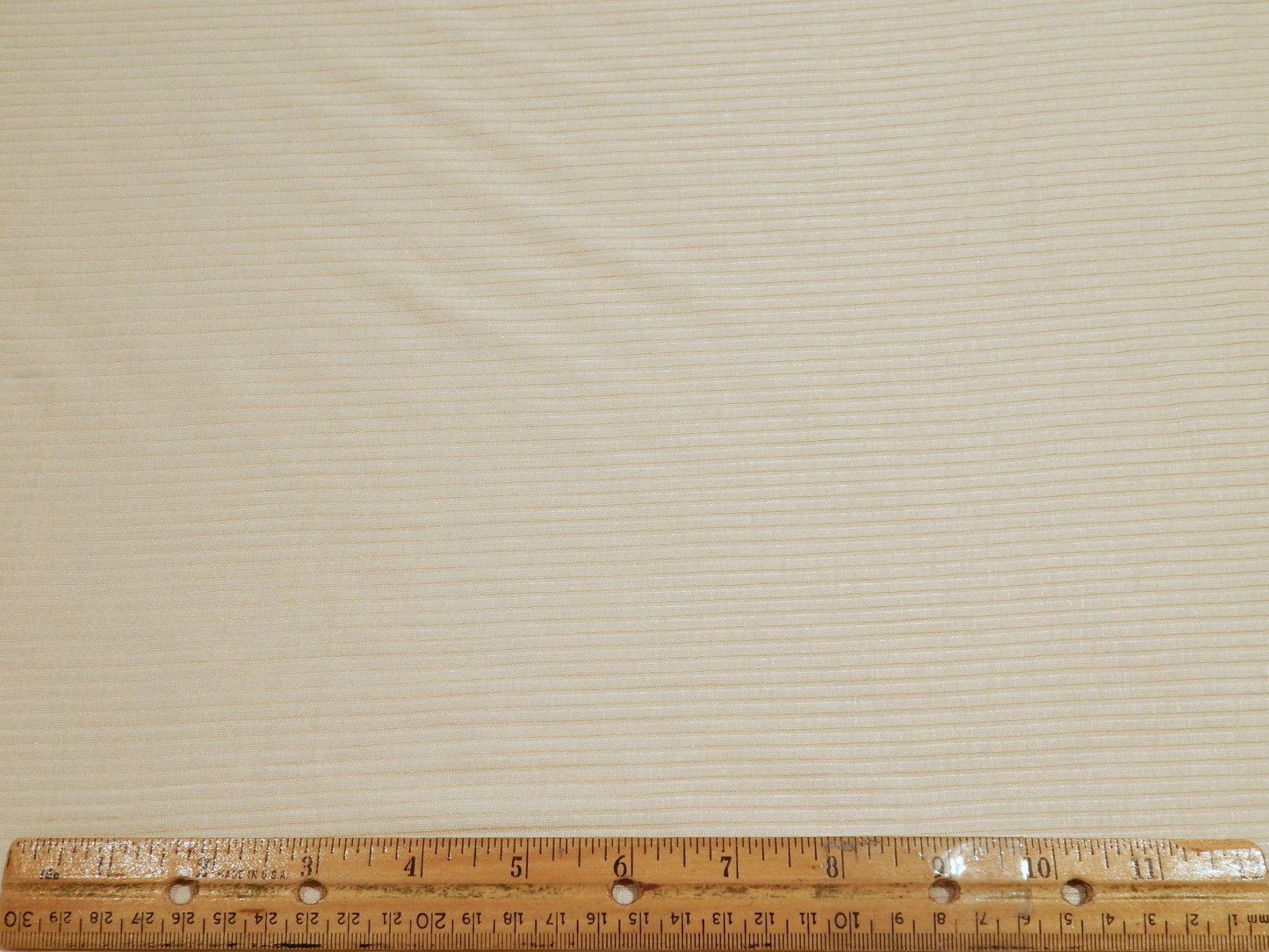 Ivory Striped Cotton Ribbed Knit