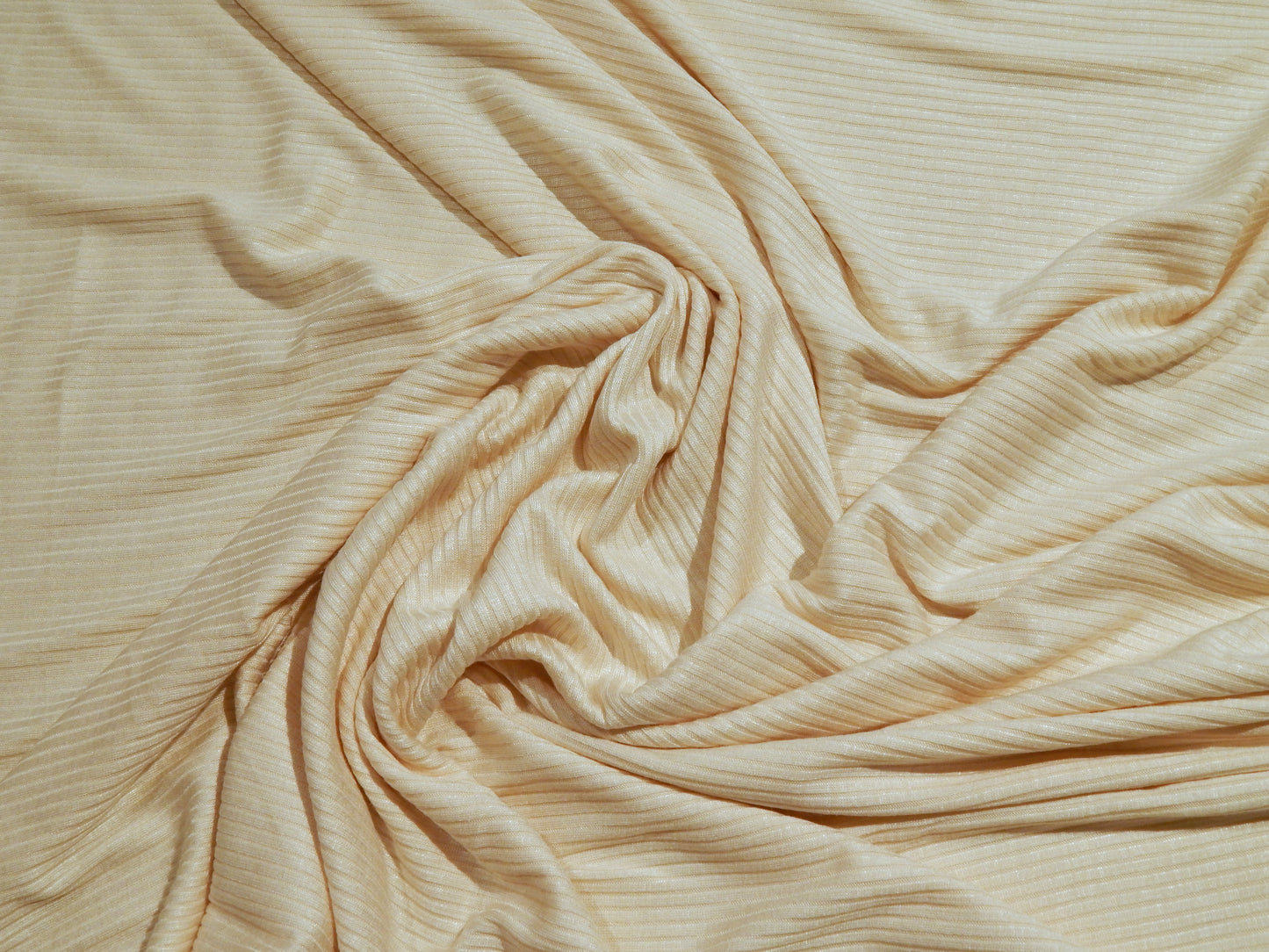 Ivory Striped Cotton Ribbed Knit