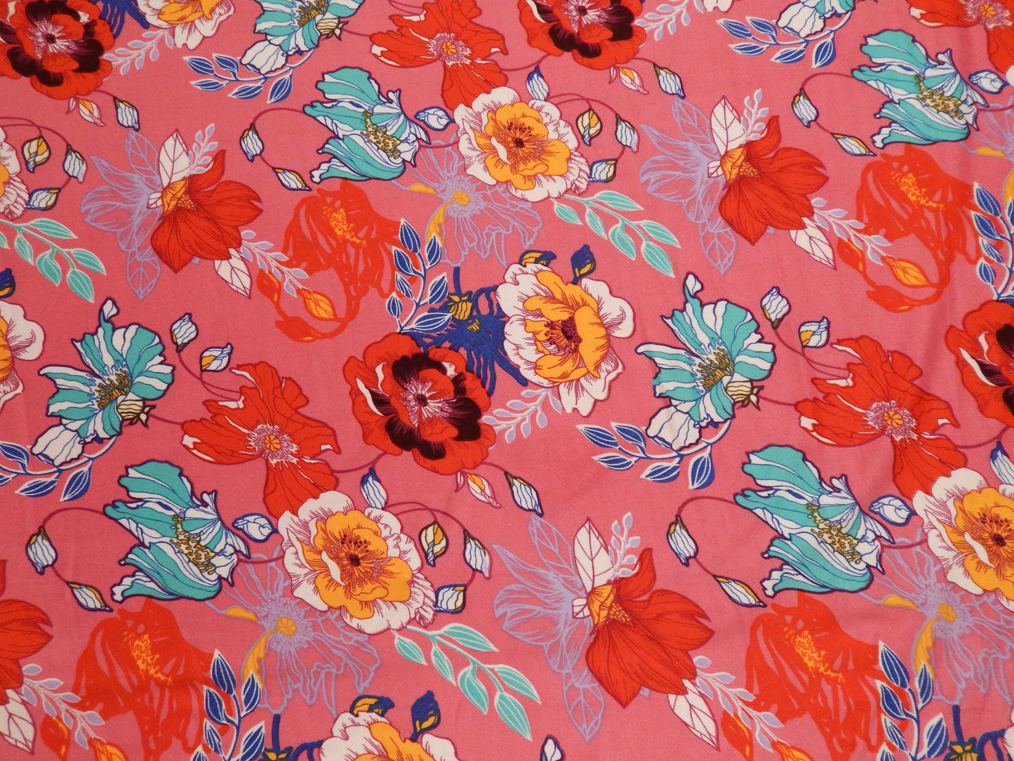 Bright Pink Pop Floral Double Brushed Jersey Knit