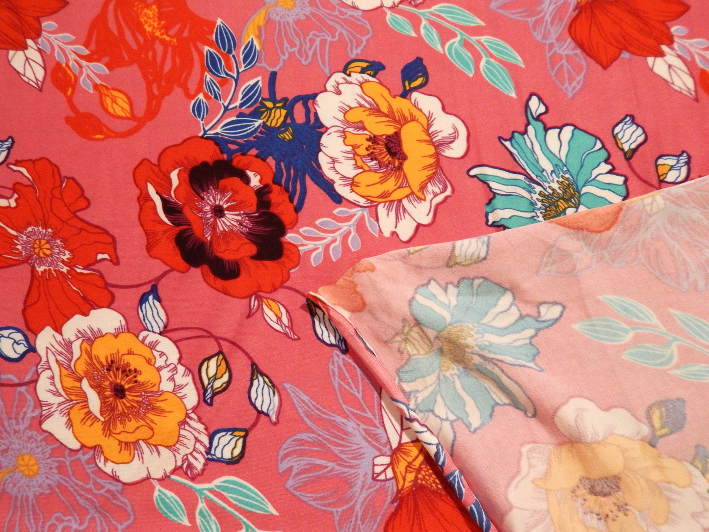 Bright Pink Pop Floral Double Brushed Jersey Knit