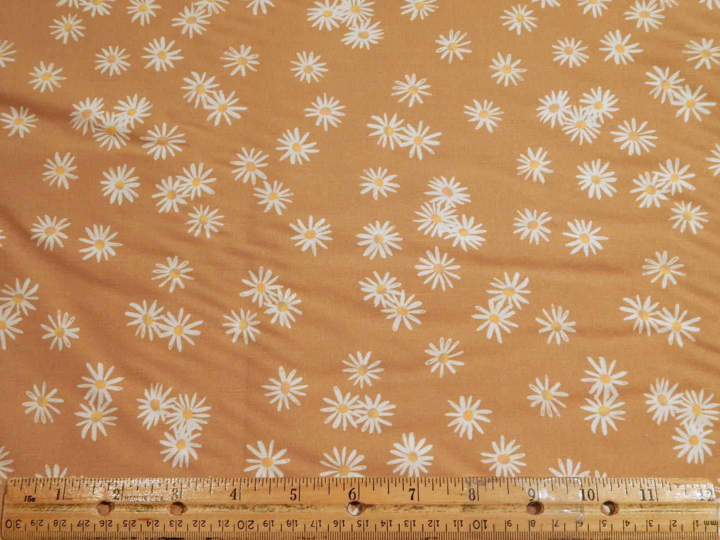 Cottage Blooms: Daisy Balance in Brown - Rayon Challis - Paintbrush Studios