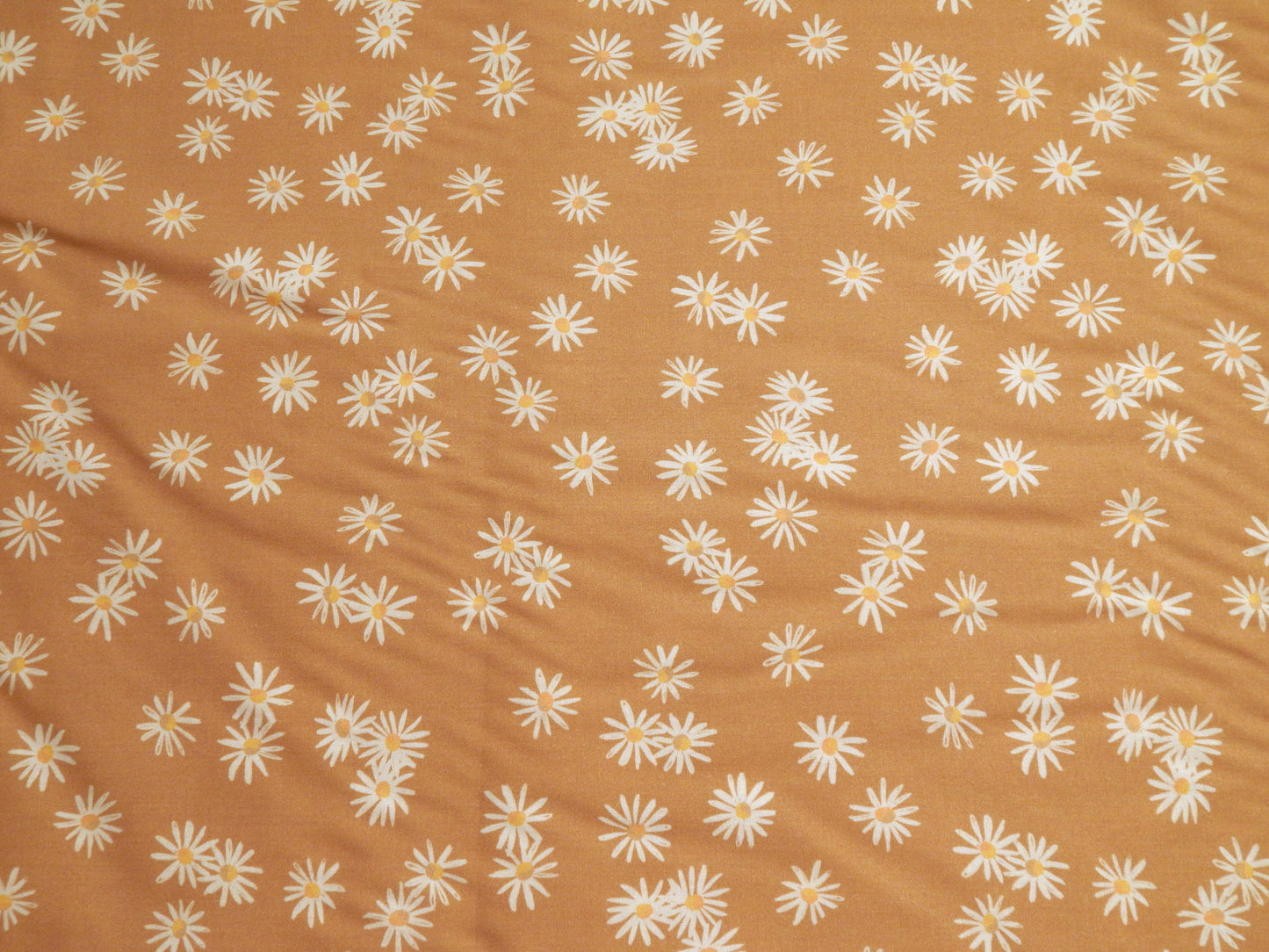 Cottage Blooms: Daisy Balance in Brown - Rayon Challis - Paintbrush Studios