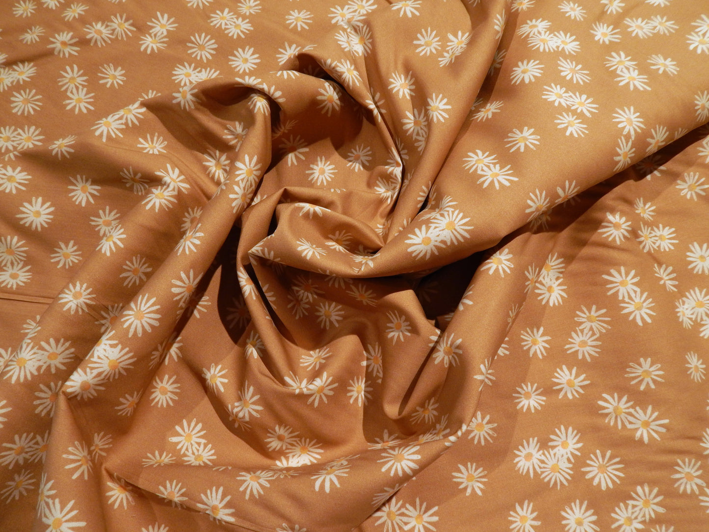 Cottage Blooms: Daisy Balance in Brown - Rayon Challis - Paintbrush Studios