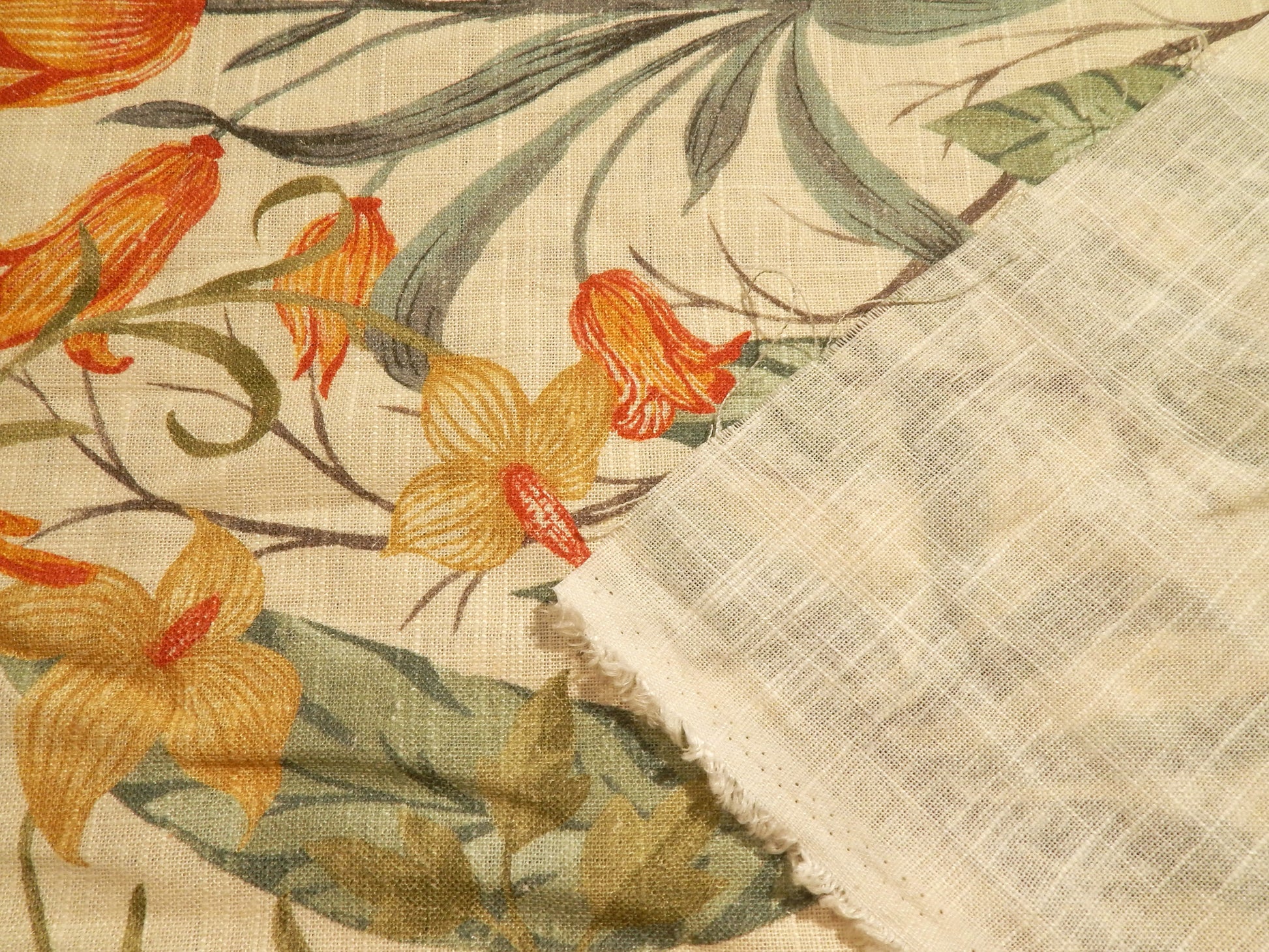 Large Motif Printed Linen