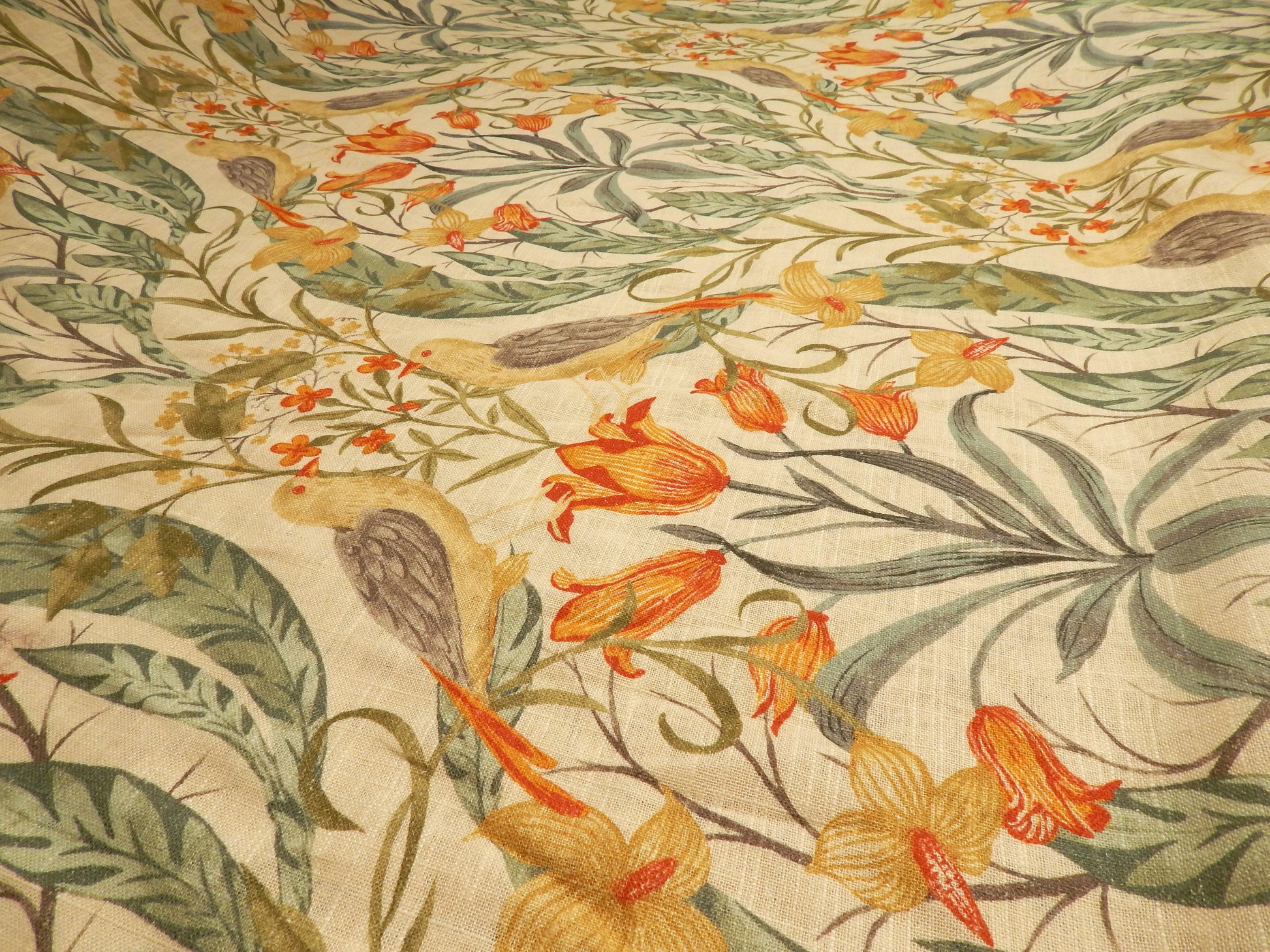 Birds and Floral 100% Linen