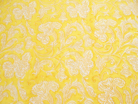 Limoncello Scrolls - Handprinted Bagru Indian Cotton