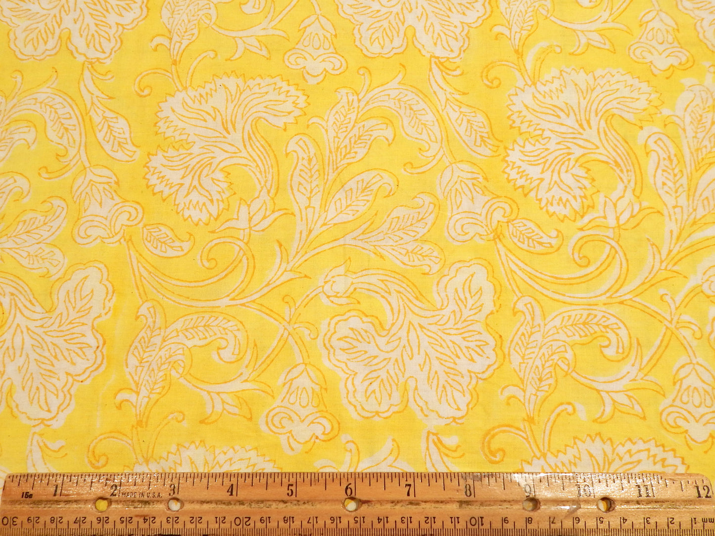 Limoncello Scrolls - Handprinted Bagru Indian Cotton