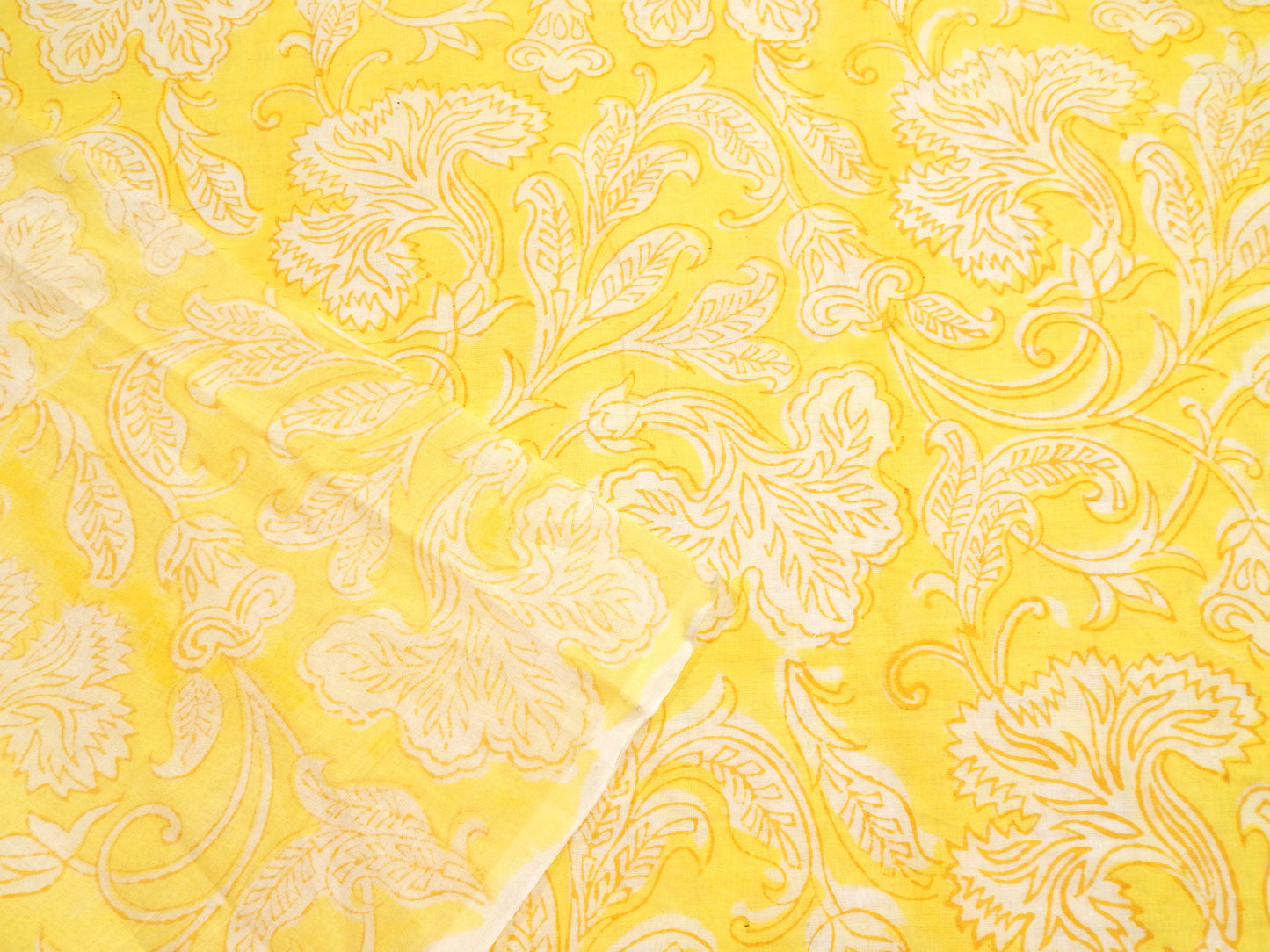 Limoncello Scrolls - Handprinted Bagru Indian Cotton