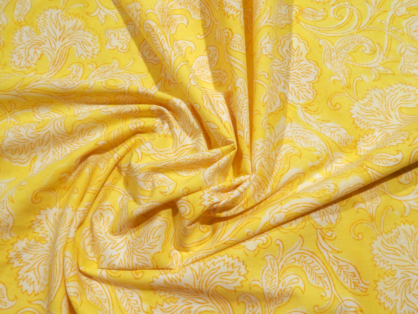 Limoncello Scrolls - Handprinted Bagru Indian Cotton