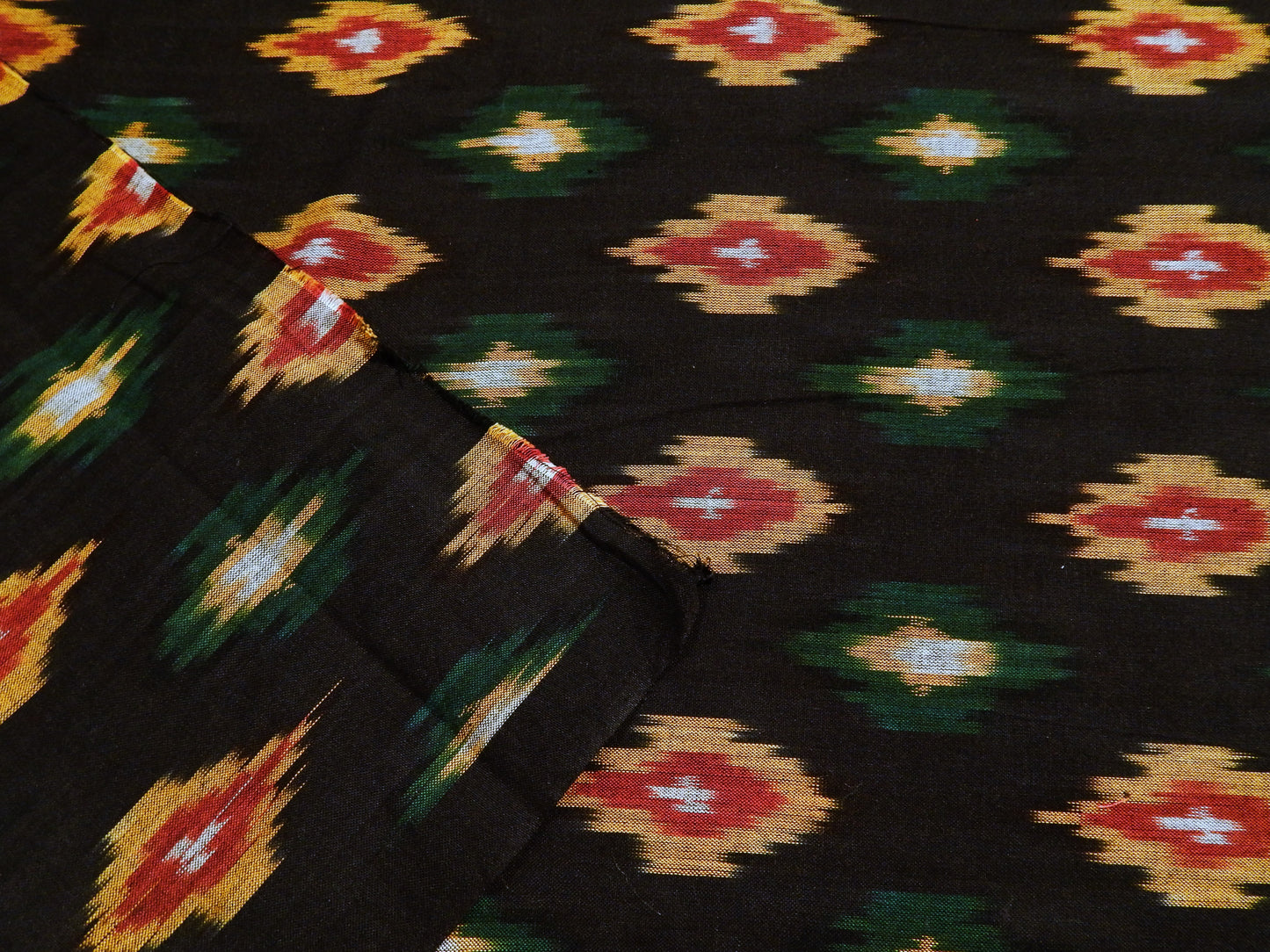 Jamaican Diamonds Cotton Ikat - Hand Dyed and Woven in India