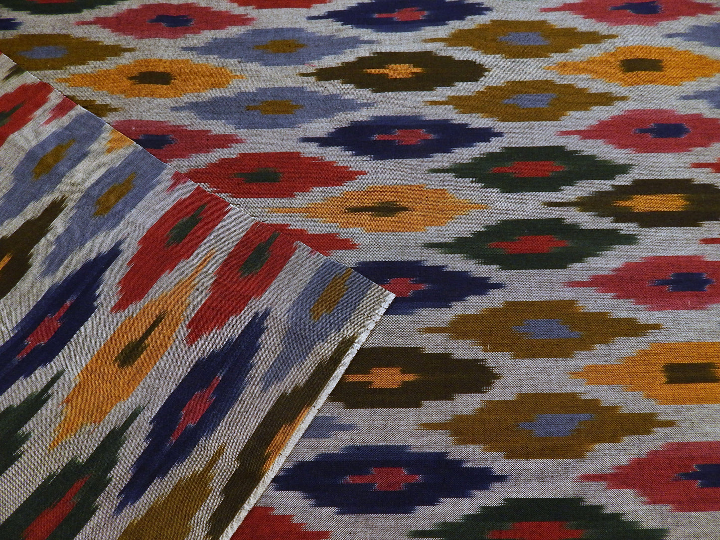 Jewel Tone Diamonds Cotton Ikat - Hand Dyed and Woven in India